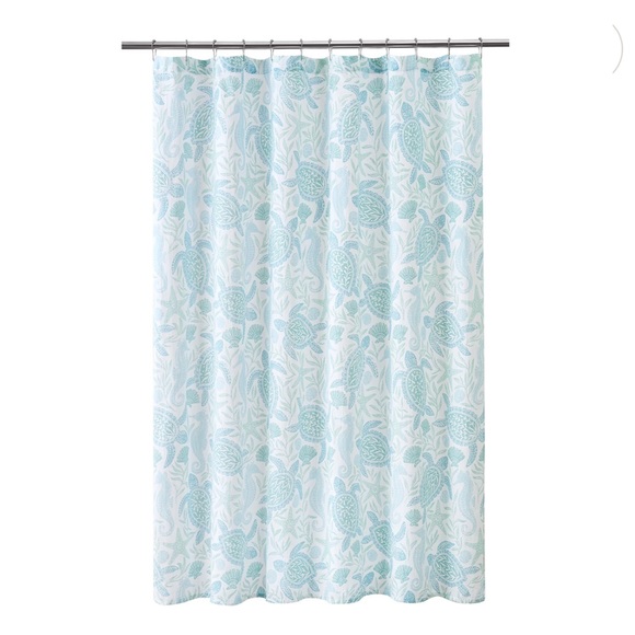 CARO HOME 100% Cotton Sea Turtle Shower Curtain - 72"x72" - Picture 7 of 11